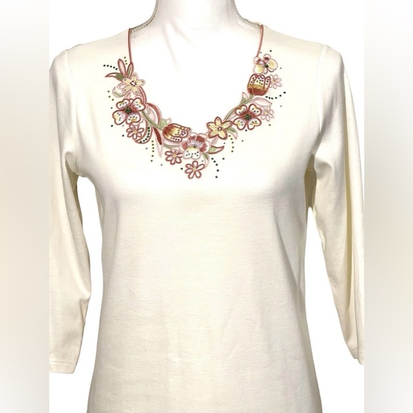 Quacker Factory Jeanne Bice Floral Tunic Top Plus Size 1X - Picture 2 of 7